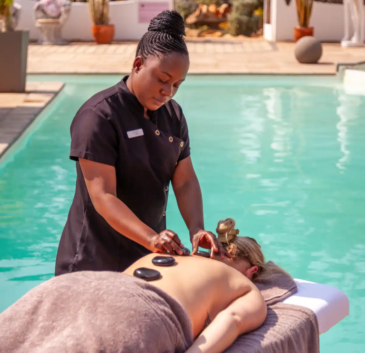 Winter Safari Add-On Activities at Inverdoorn: Poolside spa treatments and African hot stone massage